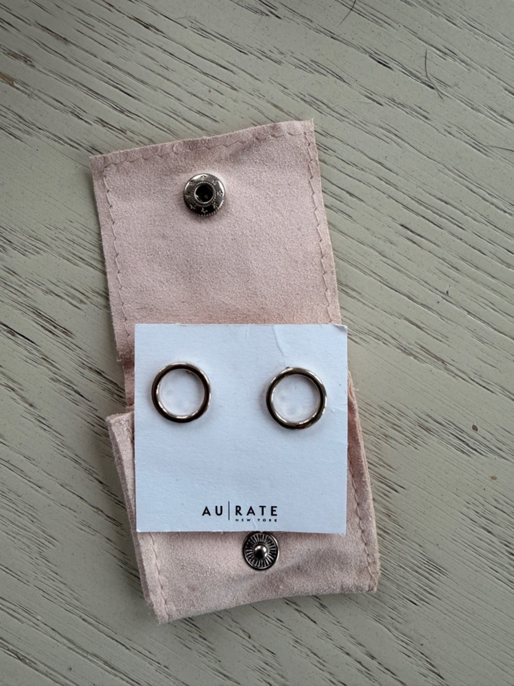 AUrate New York Simple 14K White Gold “My Love” Hoops